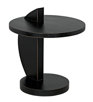 Noir Reed Handcrafted Mahogany Side Table - Modern Accent Piece with Black Finish for Any Space GTAB972HB