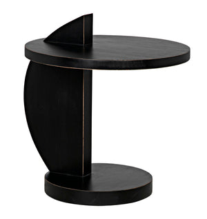 Noir Reed Handcrafted Mahogany Side Table - Modern Accent Piece with Black Finish for Any Space GTAB972HB