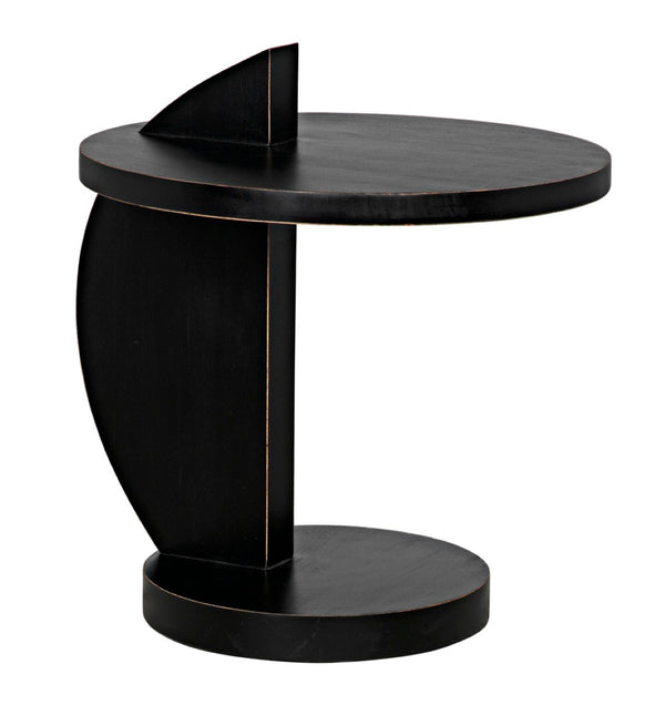Noir Reed Handcrafted Mahogany Side Table - Modern Accent Piece with Black Finish for Any Space GTAB972HB