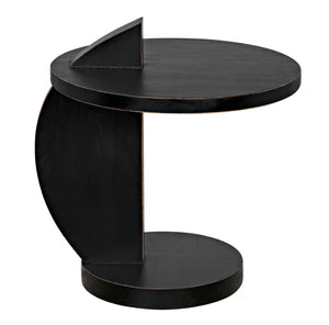 Noir Reed Handcrafted Mahogany Side Table - Modern Accent Piece with Black Finish for Any Space GTAB972HB