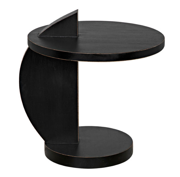 Noir Reed Handcrafted Mahogany Side Table - Modern Accent Piece with Black Finish for Any Space GTAB972HB