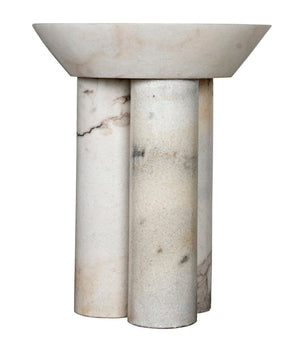 Noir Nox Side Table - Artisan-Crafted Elegance for Modern Living Spaces with Luminous Marble Finish White Marble GTAB977W