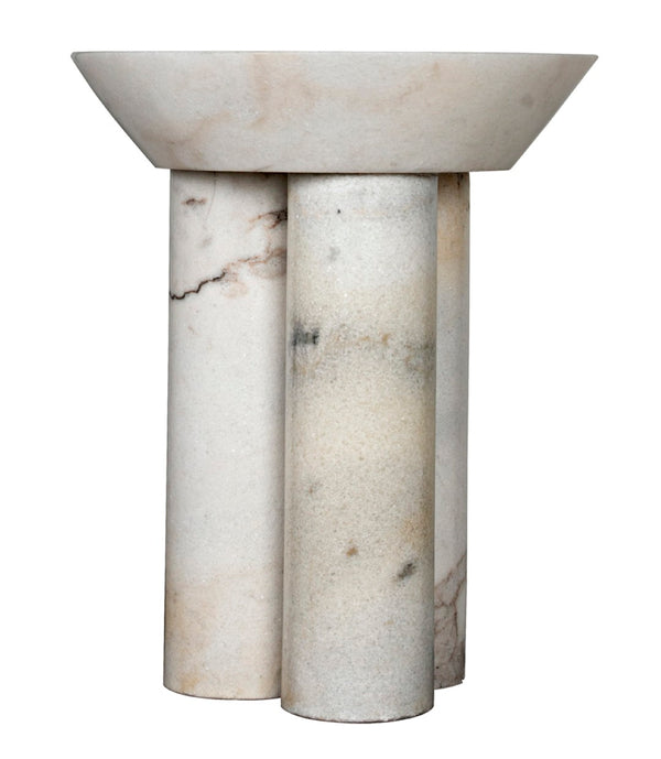 Noir Nox Side Table - Artisan-Crafted Elegance for Modern Living Spaces with Luminous Marble Finish White Marble GTAB977W