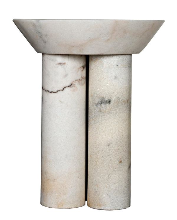 Noir Nox Side Table - Artisan-Crafted Elegance for Modern Living Spaces with Luminous Marble Finish White Marble GTAB977W