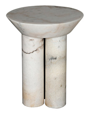 Noir Nox Side Table - Artisan-Crafted Elegance for Modern Living Spaces with Luminous Marble Finish White Marble GTAB977W