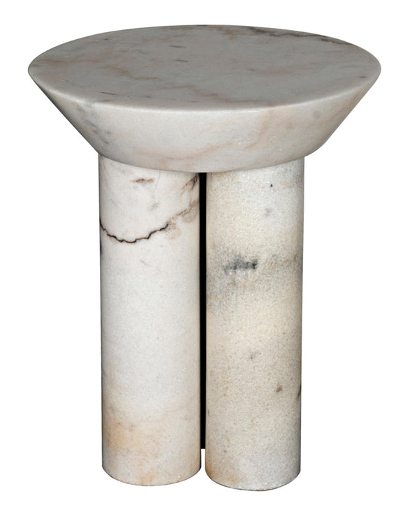 Noir Nox Side Table - Artisan-Crafted Elegance for Modern Living Spaces with Luminous Marble Finish White Marble GTAB977W