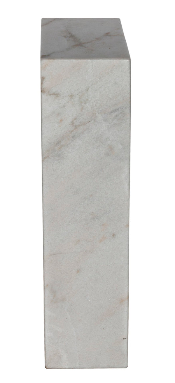 Noir Aero Side Table – Artisan-Crafted Elegance for Modern Living Spaces with Timeless Marble Finish White Marble GTAB978W