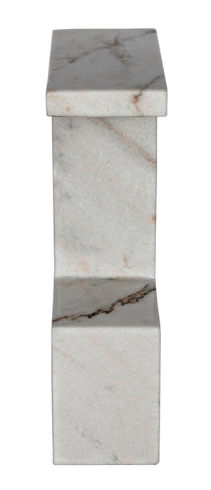 Noir Aero Side Table – Artisan-Crafted Elegance for Modern Living Spaces with Timeless Marble Finish White Marble GTAB978W