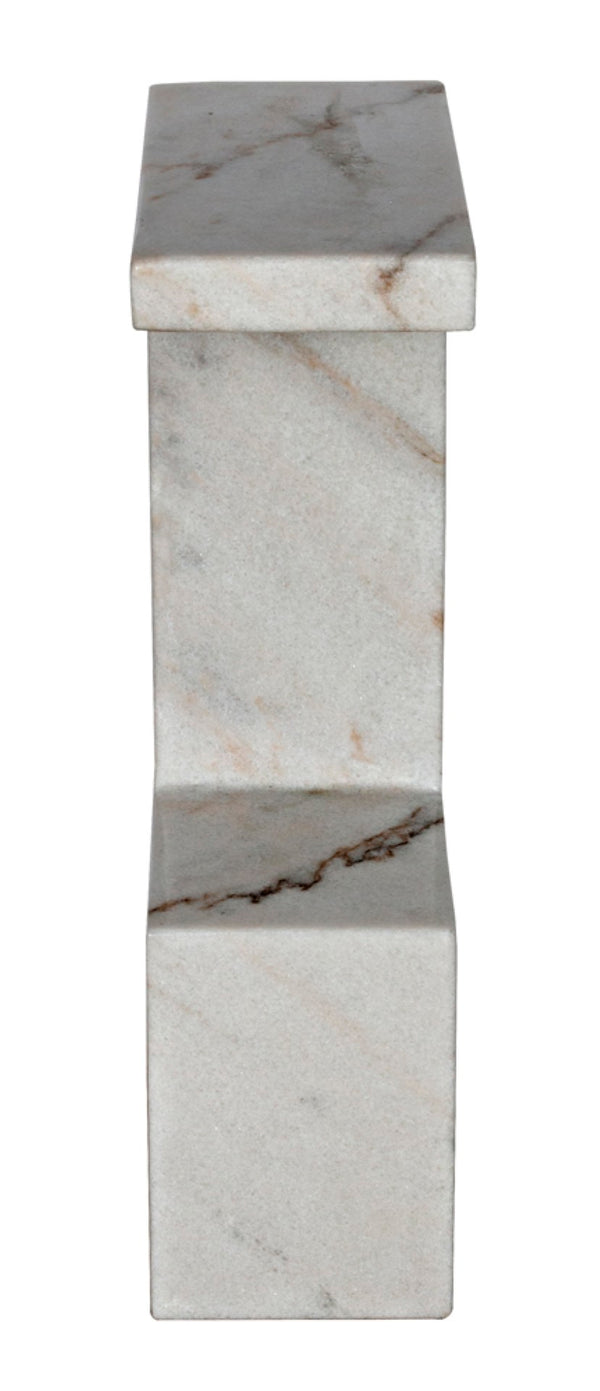 Noir Aero Side Table – Artisan-Crafted Elegance for Modern Living Spaces with Timeless Marble Finish White Marble GTAB978W