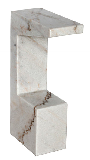 Noir Aero Side Table – Artisan-Crafted Elegance for Modern Living Spaces with Timeless Marble Finish White Marble GTAB978W
