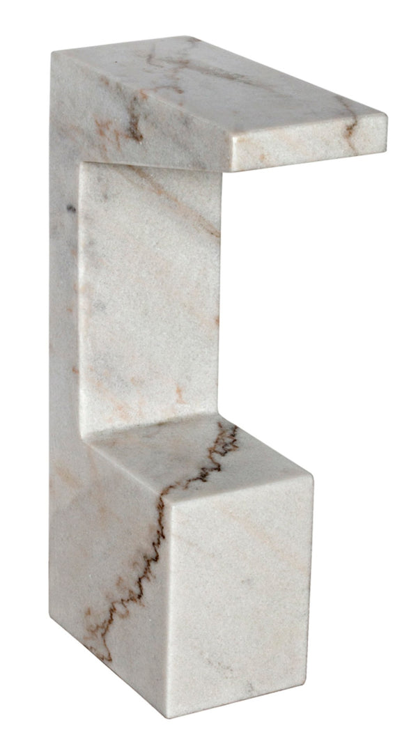 Noir Aero Side Table – Artisan-Crafted Elegance for Modern Living Spaces with Timeless Marble Finish White Marble GTAB978W