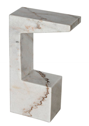 Noir Aero Side Table – Artisan-Crafted Elegance for Modern Living Spaces with Timeless Marble Finish White Marble GTAB978W