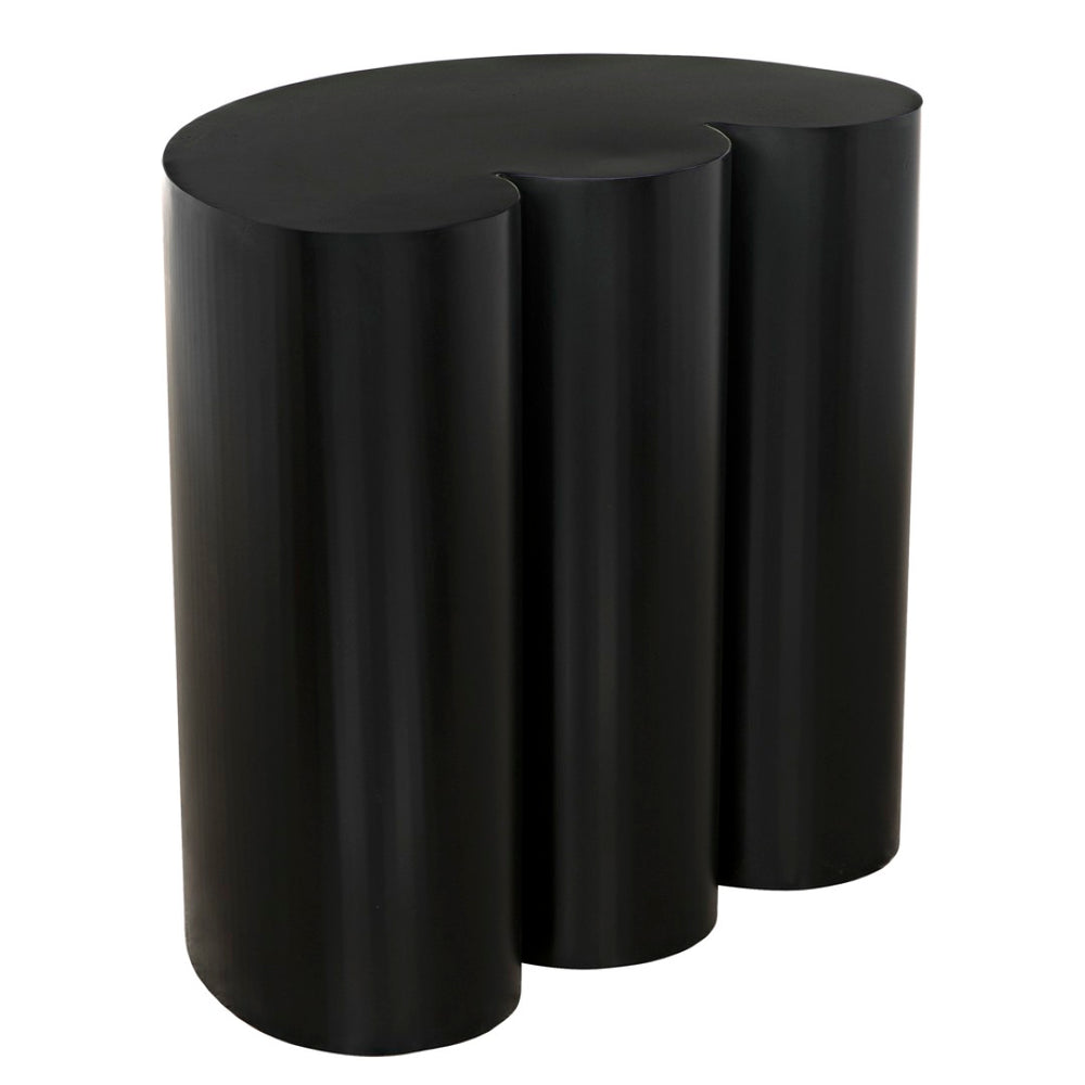 Noir Bast Side Table: Sculptural Matte Black Accent with Elliptical Top for Modern & Eclectic Interiors GTAB980MTB