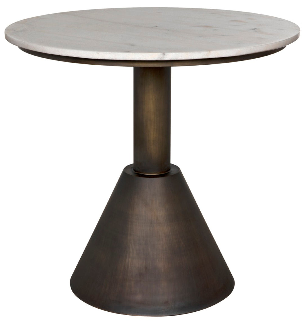 Noir Joseph Side Table - Handcrafted Aged Brass & White Marble Accent for Modern Living Spaces & Durability GTAB982AB