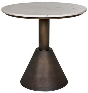 Noir Joseph Side Table - Handcrafted Aged Brass & White Marble Accent for Modern Living Spaces & Durability GTAB982AB