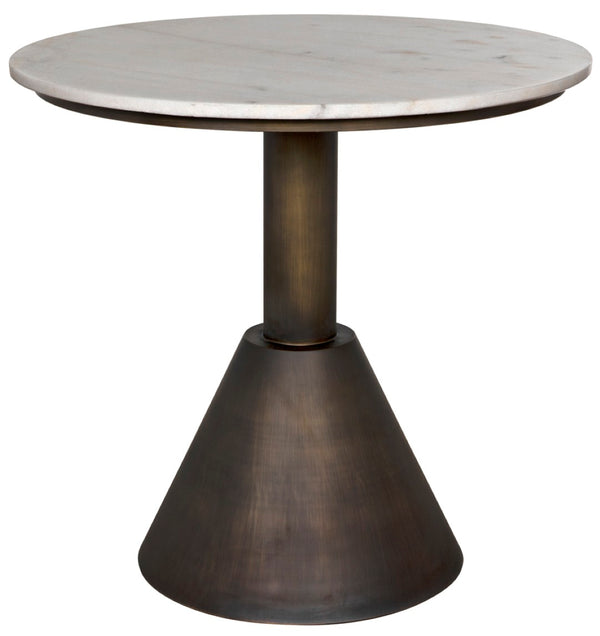 Noir Joseph Side Table - Handcrafted Aged Brass & White Marble Accent for Modern Living Spaces & Durability GTAB982AB
