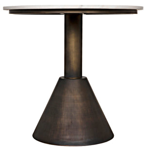 Noir Joseph Side Table - Handcrafted Aged Brass & White Marble Accent for Modern Living Spaces & Durability GTAB982AB