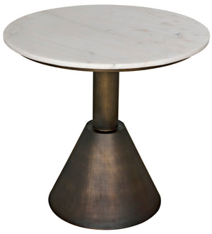 Noir Joseph Side Table - Handcrafted Aged Brass & White Marble Accent for Modern Living Spaces & Durability GTAB982AB