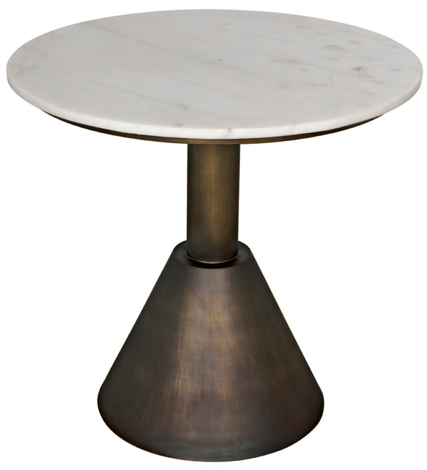 Noir Joseph Side Table - Handcrafted Aged Brass & White Marble Accent for Modern Living Spaces & Durability GTAB982AB