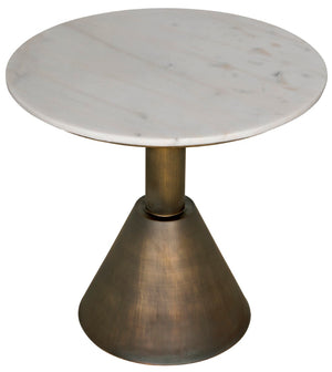 Noir Joseph Side Table - Handcrafted Aged Brass & White Marble Accent for Modern Living Spaces & Durability GTAB982AB