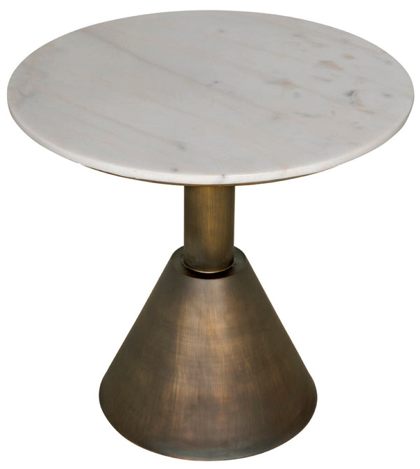 Noir Joseph Side Table - Handcrafted Aged Brass & White Marble Accent for Modern Living Spaces & Durability GTAB982AB