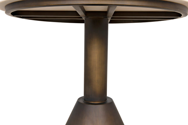 Noir Joseph Side Table - Handcrafted Aged Brass & White Marble Accent for Modern Living Spaces & Durability GTAB982AB