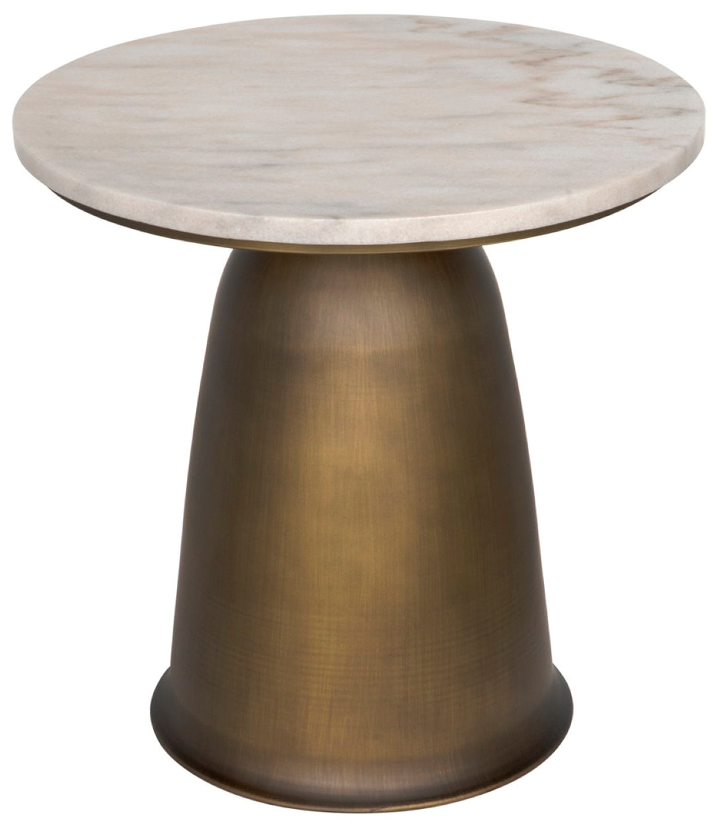 Noir Aiden Side Table - Artisan-Crafted Aged Brass & White Marble Accent for Modern Interiors & Spaces GTAB983AB
