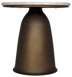 Noir Aiden Side Table - Artisan-Crafted Aged Brass & White Marble Accent for Modern Interiors & Spaces GTAB983AB