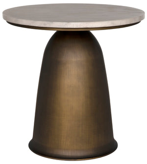 Noir Aiden Side Table - Artisan-Crafted Aged Brass & White Marble Accent for Modern Interiors & Spaces GTAB983AB