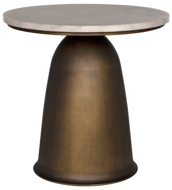 Noir Aiden Side Table - Artisan-Crafted Aged Brass & White Marble Accent for Modern Interiors & Spaces GTAB983AB