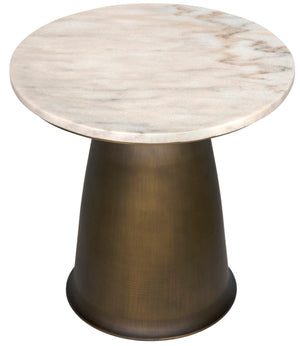 Noir Aiden Side Table - Artisan-Crafted Aged Brass & White Marble Accent for Modern Interiors & Spaces GTAB983AB