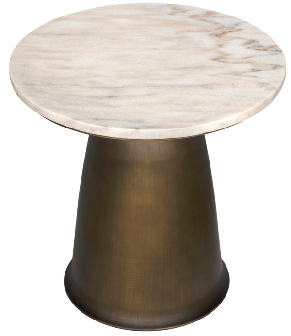 Noir Aiden Side Table - Artisan-Crafted Aged Brass & White Marble Accent for Modern Interiors & Spaces GTAB983AB