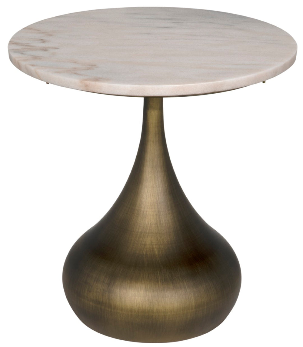 Noir Mateo Side Table - Artisan-Crafted Aged Brass with White Marble Top for Chic Living Spaces GTAB985AB