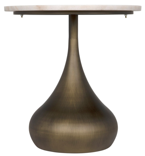 Noir Mateo Side Table - Artisan-Crafted Aged Brass with White Marble Top for Chic Living Spaces GTAB985AB
