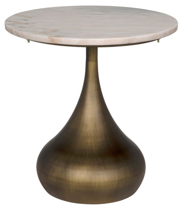 Noir Mateo Side Table - Artisan-Crafted Aged Brass with White Marble Top for Chic Living Spaces GTAB985AB