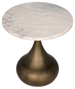 Noir Mateo Side Table - Artisan-Crafted Aged Brass with White Marble Top for Chic Living Spaces GTAB985AB
