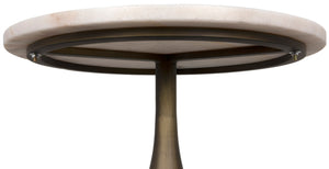 Noir Mateo Side Table - Artisan-Crafted Aged Brass with White Marble Top for Chic Living Spaces GTAB985AB