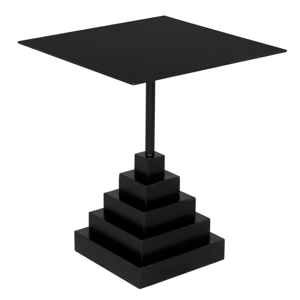 Noir Nova Square Side Table - Minimalist Matte Black Iron Design for Modern Living Rooms & Bedrooms GTAB997MTB