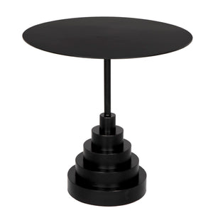 Noir Nova Round Side Table - Sleek Matte Black Iron Accent for Modern Living & Versatile Home Decor GTAB998MTB