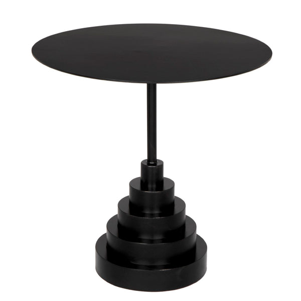 Noir Nova Round Side Table - Sleek Matte Black Iron Accent for Modern Living & Versatile Home Decor GTAB998MTB