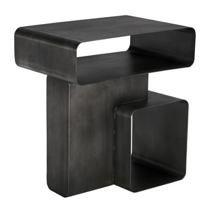 Noir Danville Side Table - Modern Minimalist Accent Table with Durable Iron Frame for Any Room Decor Gun Metal GTAB999GM