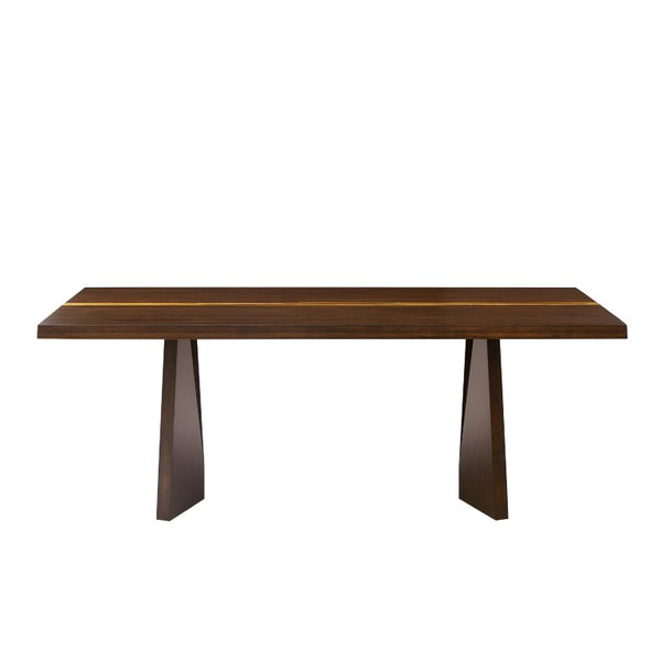 Greenington Torrey Solid Bamboo Dining Table with Geometric Pedestal Base and Tiger Grain Accent GTO002BL