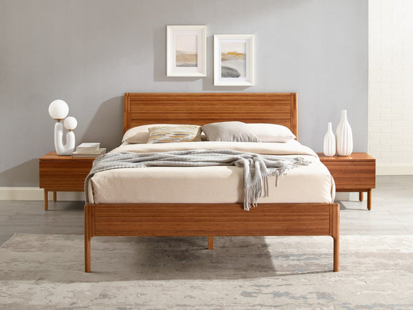 Greenington Ventura King Platform Bed Solid Moso Bamboo Eco Friendly Sustainable Bedroom Frame Amber GVA0002AM