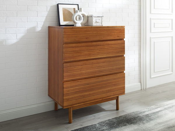 Greenington Ventura Solid Bamboo Tall Chest Four Drawer Eco Friendly Modern Bedroom Storage GVA0005AM
