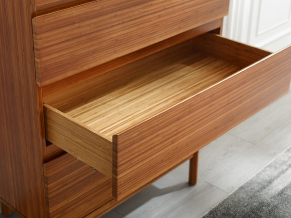 Greenington Ventura Solid Bamboo Tall Chest Four Drawer Eco Friendly Modern Bedroom Storage GVA0005AM