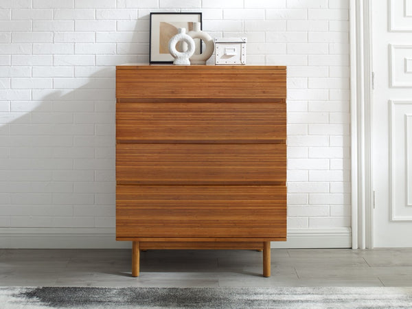 Greenington Ventura Solid Bamboo Tall Chest Four Drawer Eco Friendly Modern Bedroom Storage GVA0005AM