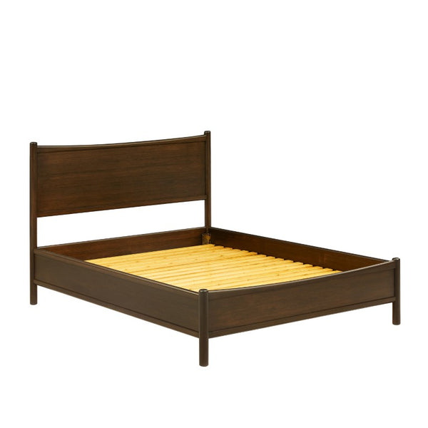 Greenington Weston Solid Bamboo King Platform Bed Mid Century Sweeping Headboard Low Profile Frame Black Walnut GW0002BL