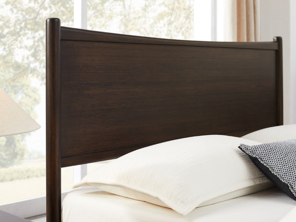 Greenington Weston Solid Bamboo King Platform Bed Mid Century Sweeping Headboard Low Profile Frame Black Walnut GW0002BL
