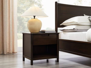 Greenington Weston Solid Bamboo King Platform Bed Mid Century Sweeping Headboard Low Profile Frame Black Walnut GW0002BL