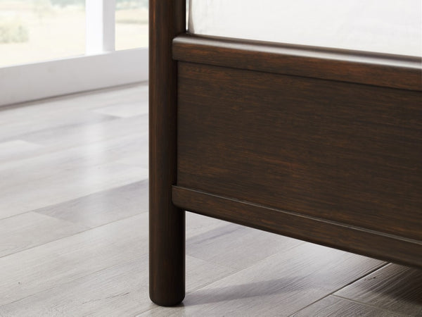 Greenington Weston Solid Bamboo King Platform Bed Mid Century Sweeping Headboard Low Profile Frame Black Walnut GW0002BL
